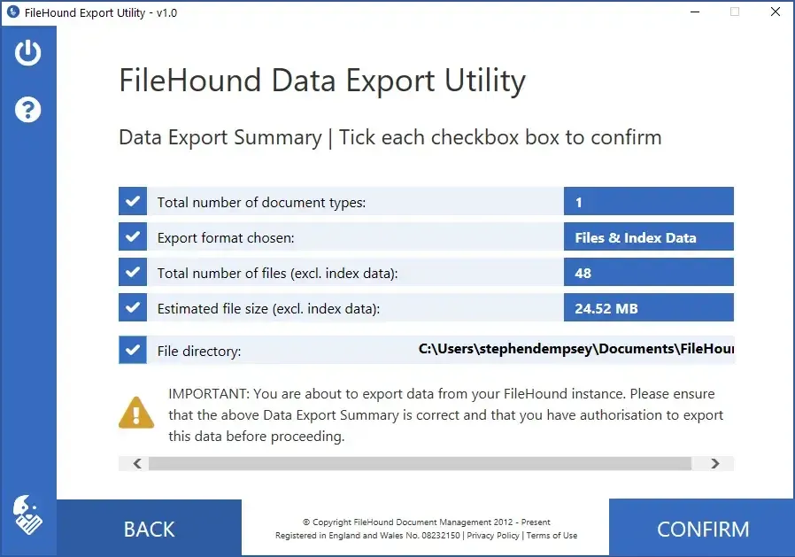 FileHound Export Utility