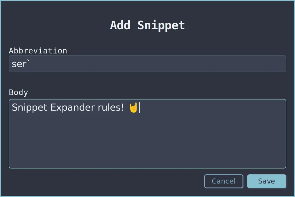 Snippet Expander Screenshot